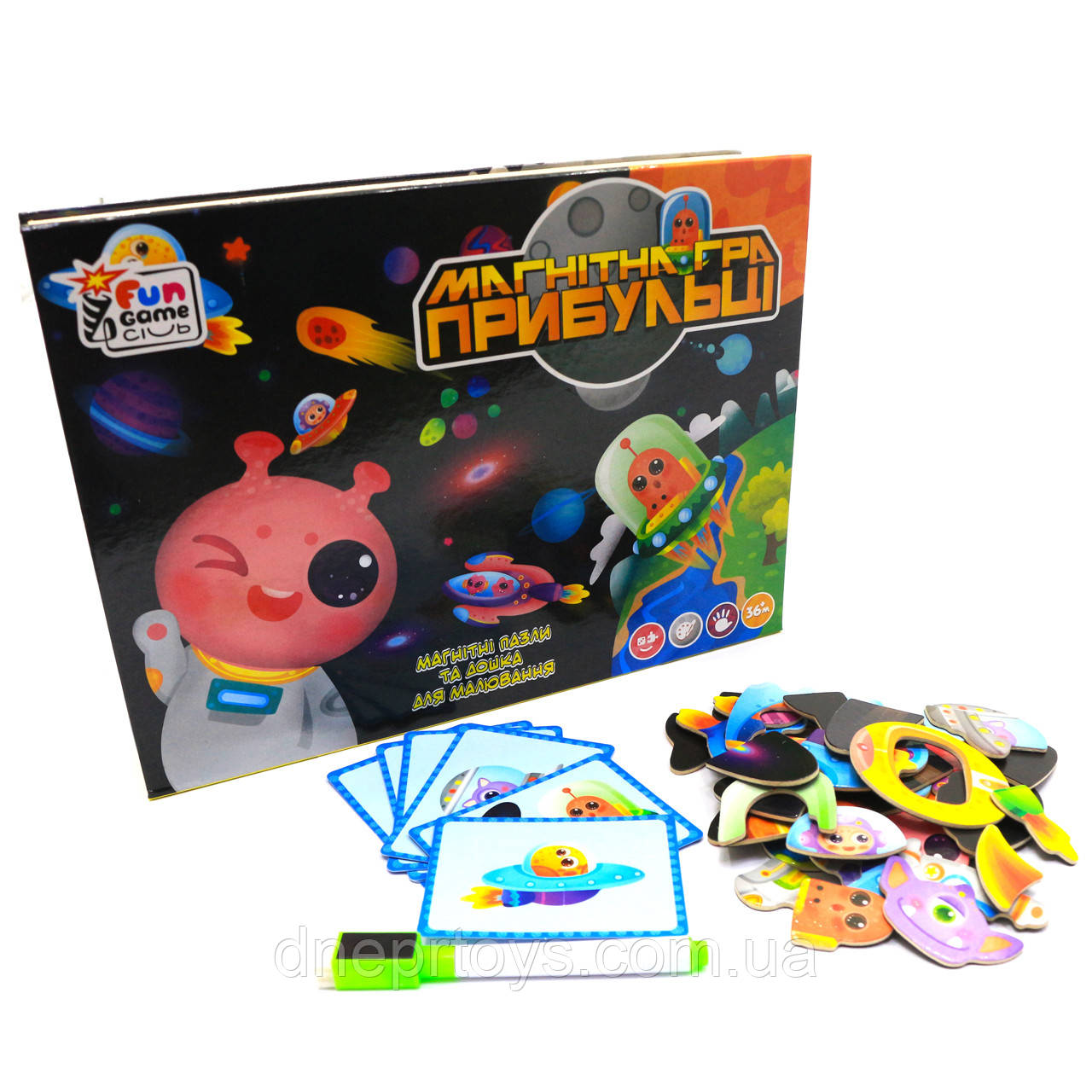 Настільна магнітна гра Fun Game «Космічні прибульці» 68 елем. 27*20*4 см (18094), фото 1