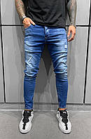 Мужские темно синие джинсы с молниями, турецкие рванные джинсы весна осень 30