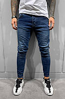 Мужские темно синие джинсы однотонные, турецкие зауженные джинсы весна осень