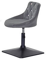 Стілець Foro SV 4 BK-Base сірий B-1004 оксамит із каретною стяжкою зі стразами на чорній квадратній нозі, фото 3