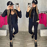 Спортивний костюм жіночий двоколірний з кофтою на блискавці і чорними штанами (р. S, M, L, XL), фото 3