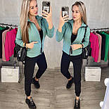 Спортивний костюм жіночий двоколірний з кофтою на блискавці і чорними штанами (р. S, M, L, XL), фото 7
