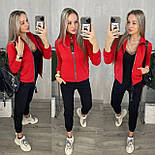 Спортивний костюм жіночий двоколірний з кофтою на блискавці і чорними штанами (р. S, M, L, XL), фото 6