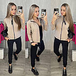 Спортивний костюм жіночий двоколірний з кофтою на блискавці і чорними штанами (р. S, M, L, XL), фото 2