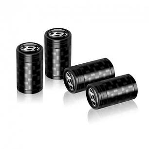 Ковпачки на ніпель для автомобіля Хюндай Alitek Premium Carbon Black Hyundai (4 шт), фото 2