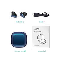 Бездротові Bluetooth-навушники Earbuds M20 у металевому кейсі (Синій), фото 6