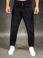 Мужские Мом джинсы черные, укороченные турецкие МОМ Jeans, мужские джинсы прямые лето весна