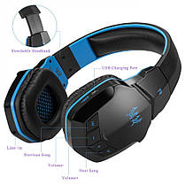 Бездротові Bluetooth-навушники Kotion Each B3505 з автономністю до 10 годин (Чорно-синій), фото 6