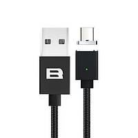 Магнитный USB кабель Brum U005c Type-C с тканевой оплеткой 100см Черный