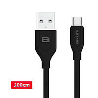 USB кабель Brum U001t USB type C 100см 2,1A Черный