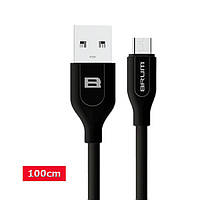 USB кабель Brum U001m micro USB 100см 2,1A Черный