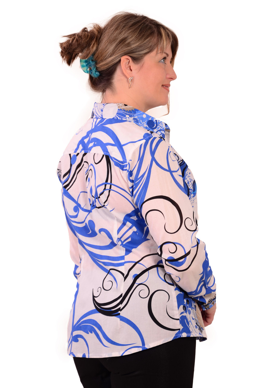 Блузка рубашка туника из полированного хлопка,46,48,50,52,54 , Бл 001-2 - фото 2 - id-p224800521