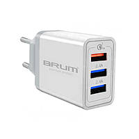 Сетевое зарядное устройство Brum SQ002 Quick Charge 3.0 3,1A+2,4A 3*USB