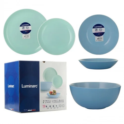 Сервіз столовий 19пр Luminarc Diwali Light Turquoise&Blue P4359, фото 1