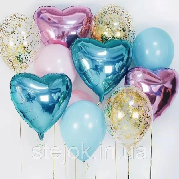 Фонтан з куль у блакитно рожевих тонах , 14шт, фото 1