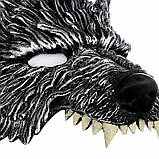Чорна маска вовка RESTEQ. Маска вовк із поліуретанової піни. Маска Wolf чорного кольору, фото 2
