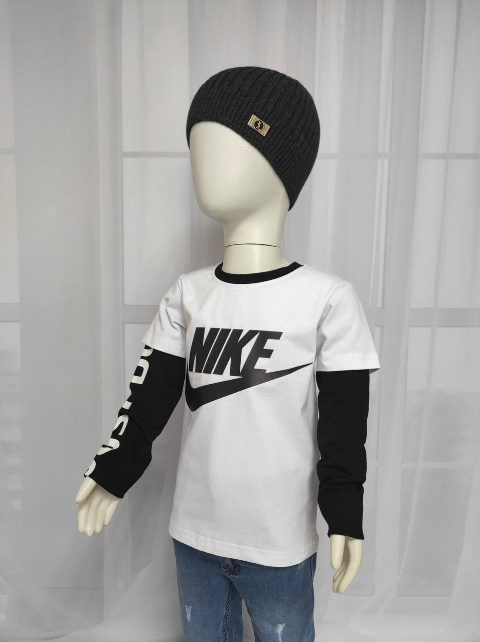 Дитяча біла футболка з довгим рукавом Nike