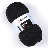 Турецкая пряжа для вязания Yarnart Elite (Элит) акрил 241 черный меланж