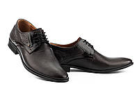 Мужские туфли кожаные весна/осень коричневые Slat 19440 на шнурках Размеры 43,44,45