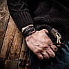 Чоловічий шкіряний плетений браслет, браслет зі шкіри, класичний чорний, фото 10