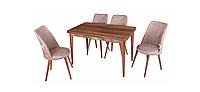 Комплект обеденной мебели "117-Silva Table-baroque " (стол 120*75 см + 4 стула овал мягкие) Mobilgen, Турция