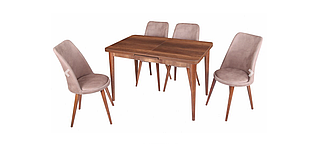 Комплект обідніх меблів "117-Silva Table-baroque" (стіл 120*75 см + 4 стільці овал м'які) Mobilgen, Туреччина