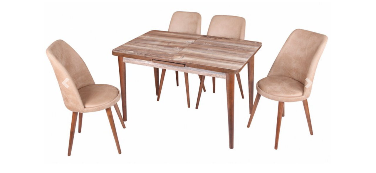 Комплект обідній меблів "118-Silva Table-baroque" (стіл 130*75 см + 4 стільця овал м'які) Mobilgen, Туреччина, фото 1