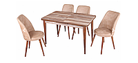 Комплект обеденной мебели "118-Silva Table-baroque " (стол 130*75 см + 4 стула овал мягкие) Mobilgen, Турция
