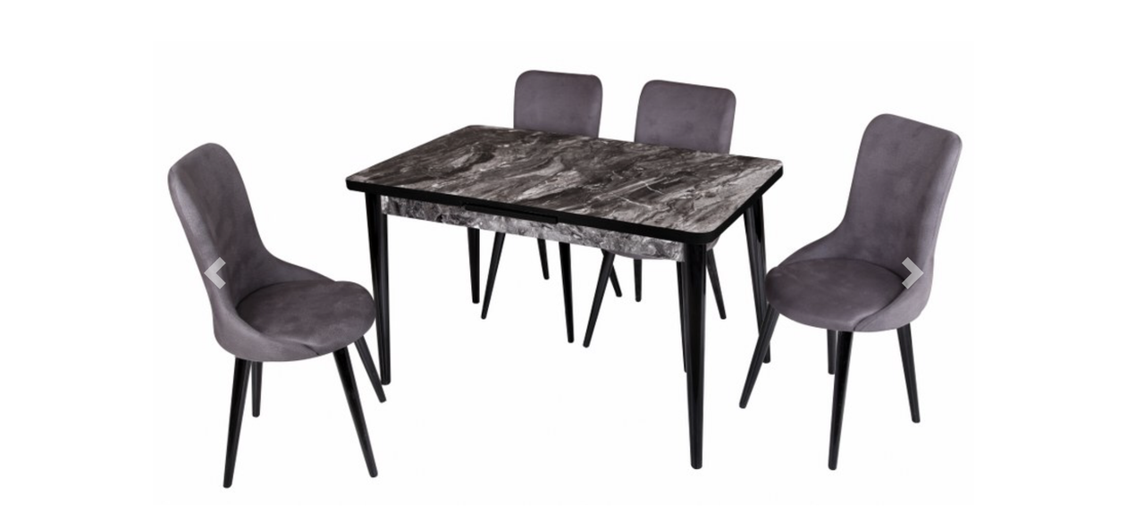 Комплект обідніх меблів "123-Silva Table-black" (стіл 130*75 см + 4 стільці овал м'які) Mobilgen, Туреччина, фото 1