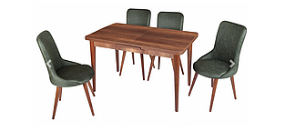Комплект обідній меблів "124-Silva Table-baroque" (стіл 130*75 см + 4 стільця овал м'які) Mobilgen, Туреччина