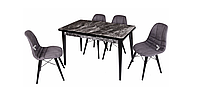 Комплект обеденной мебели "127-Silva Table-black Mar " (стол 120*75 см + 4 стула овал мягкие) Mobilgen, Турция