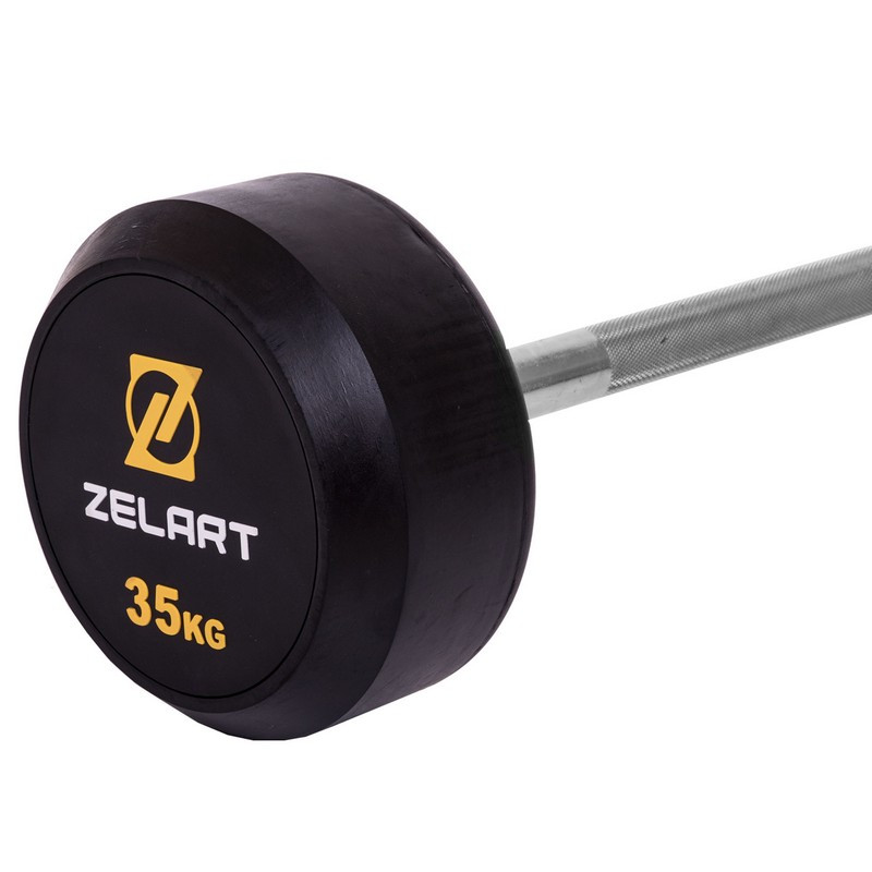 Штанга фиксированная прямая обрезиненная Zelart Rubber Coated Barbell TA-2685-35 длина-95см 35кг черный - фото 3 - id-p1472321576