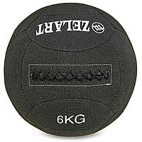 Мяч набивной для кросфита волбол WALL BALL Zelart FI-7224-6 6кг черный