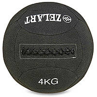 Мяч набивной для кросфита волбол WALL BALL Zelart FI-7224-4 4кг черный