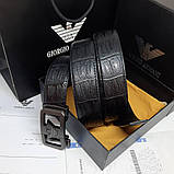 Чоловічий ремінь шкіряний чорний під штани джинси, фото 3