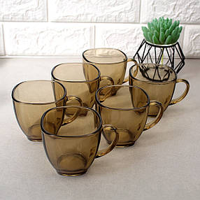 Набір коричневих чашок з квадратним дном 6 шт 220 мл, фото 2