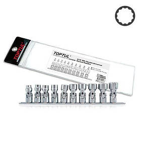 Набір головок з карданом на планці 12-гр. 3/8" 10 од. 10-19 мм TOPTUL GAAG1004