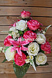 Штучні квіти — Помінний букет "Рожевий, лілія, дельфініумом", 63 см Рожевий, фото 2