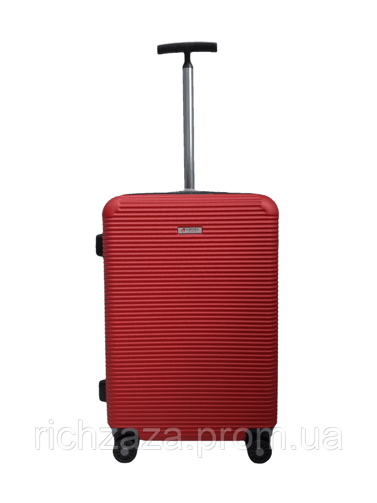Средний красный дорожный чемодан (M) полипропилен на 4 колесах фирма AIRTEX Paris 968 red