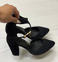 Mante! Красивые женские замшевые босоножки туфли весна лето осень черные стильные классические модельные туфли