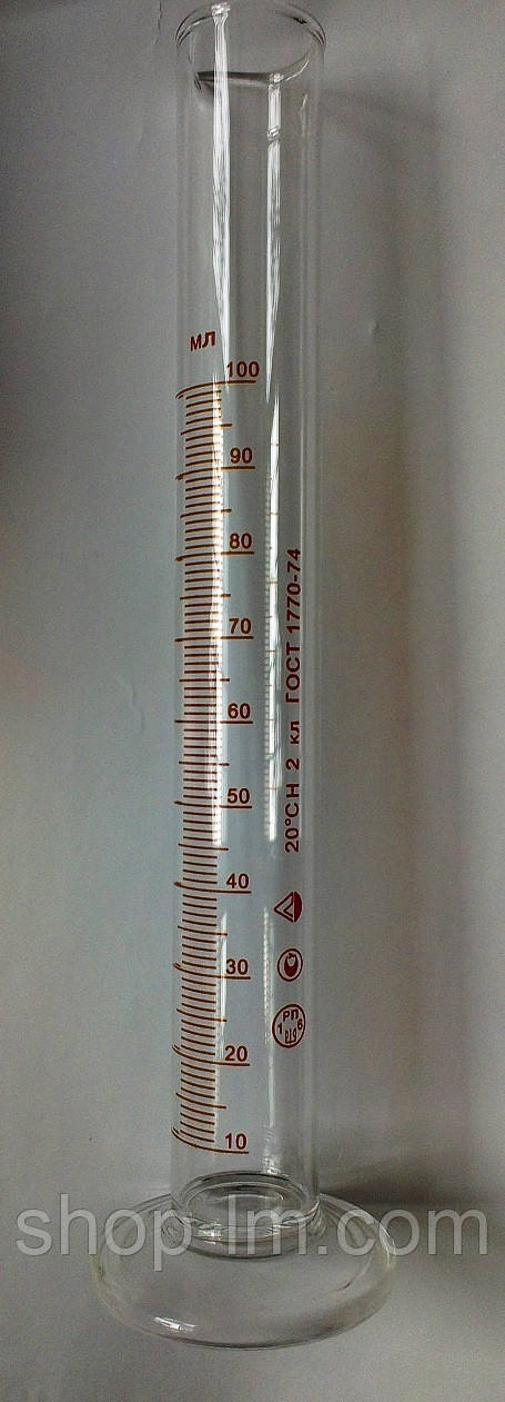 Циліндр мірний з носиком на скляному підставі V-100 мл Кл. точності - II. ГОСТ 1770-74