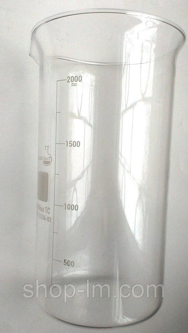 Стакан мірний В-1-2000 МС (високий з носиком) зі шкалою V-2000 мл ГОСТ 25336-82 з термічно стійкого скла
