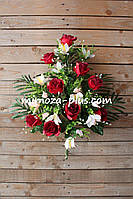 Искусственные цветы - Поминальный букет "Роза, лилия", 60 см Красный