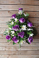 Искусственные цветы - Поминальный букет "Роза, лилия", 60 см Фиолетовый