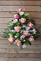 Искусственные цветы - Поминальный букет "Роза, лилия", 60 см Розовый