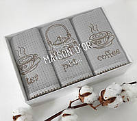 Полотенца Maison D'or 3шт Waffle Terry Napkins 40x70 Grey
