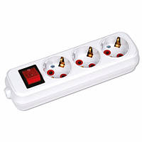 Колодка 3 гнізда із заземленням і кнопкою Lider