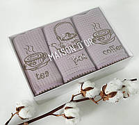 Полотенца Maison D'or 3шт Waffle Terry Napkins 40x70 Dark Lilac