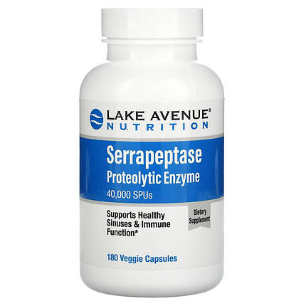 Серрапептаза, протеолітичний фермент Lake Avenue Nutrition Serrapeptase 40,000 SPUs 180 капс., фото 1