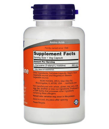 L-карнозин Now Foods L-Carnosine 500 mg 100 капсул, фото 2